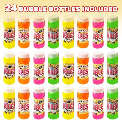 ArtCreativity Bubble Bottles with Wand - 24 Pack Bubbles for Kids Bulk Party Favors, Outdoor Summer Toys, Birthday Goodie Bag Fillers, Bulk Bubbles for Kids in Assorted Colors