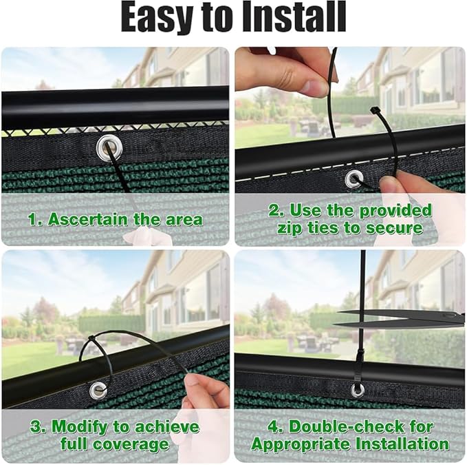 LITA 4' x 88' Garden Privacy Fence Screen Cover (HDPE) UV Protection Weather-Resistant Heavy Duty Shade Cover for Deck, Patio, Backyard, Outdoor Pool, Porch, Railing, Dark Green, Customizable