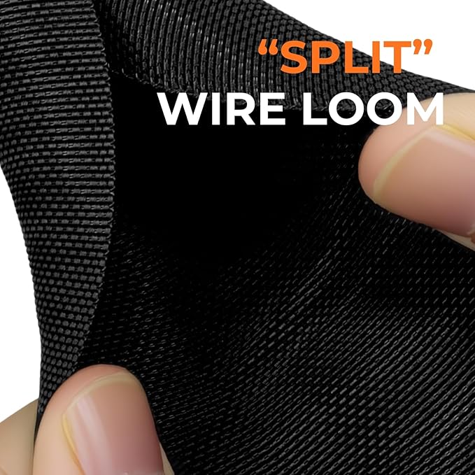 1 inch Split Braided Cable Management Sleeve for USB Cable Power Cord Audio Video Cable, High-Temperature Automotive Harness Wire Loom Cord Protector from Cat Dog Chewing (Black, 10FT)