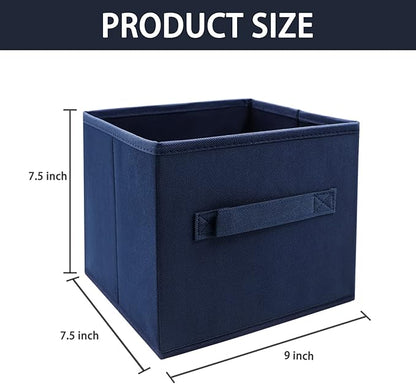 EBIGIC Small Storage Bins,Collapsible Fabric Storage Organizer 9.0"x7.5"x7.5" 6 Pack,Mini Storage Box,fit for closet, living room, bookshelf, Kids clothes and toys storage and organization Blue…