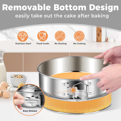 Stainless Steel Springform Pan 9 Inch Nonstick, Leakproof Cheesecake Pan with Pan Protector, Spring Form Pan for Cheesecake