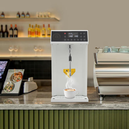 8L/2.11gal Commercial Steam Milk Frother, 3000W 5-Gear Fast Heating Milk Steamer Machine Electric Steam Milk Frothing Machine Espresso Coffee Milk