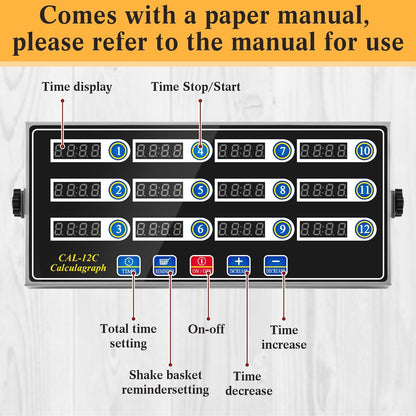 2 Pack 12-Channel Digital Kitchen Timer, Commercial Cooking Timer with Loud Alarm, Large LCD Display, for Restaurants, Baking, Labs