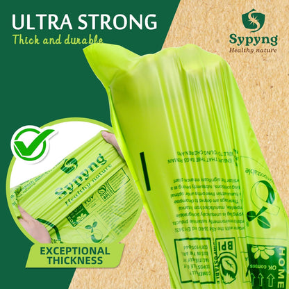 Compostable Kitchen Trash Bags 8-10 Gallon (50-Pack) – Heavy-Duty, 1.1 Mil Thick, 100% Biodegradable Bag for Medium to Large Bins. ASTM D6400, BPI & OK Compost HOME Certified Eco-friendly & Recyclable