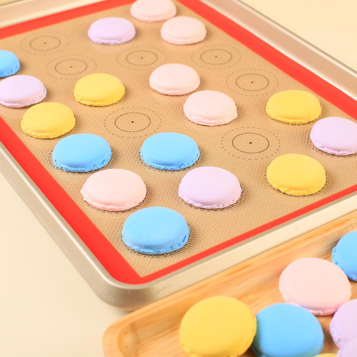 Amyone Macaron Silicone Baking Mat, 2 PCS Half Sheet Silicone Mats for Baking, Non-Stick Silicone Cookie Sheet Liners for 13 x 18 Sheet Pan for