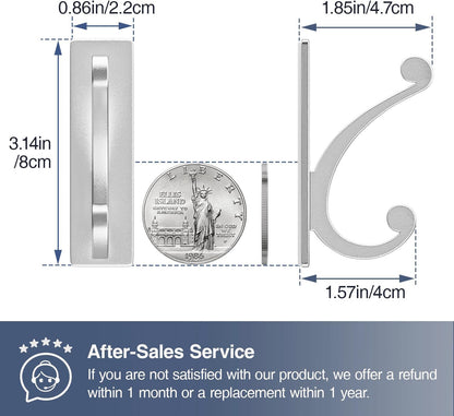 8-Pack Adhesive Wall Hook for Towel/Coat - Extra Sticky 10LB Stainless, Stick on Hanger for Bath or Shower, Matt Silver