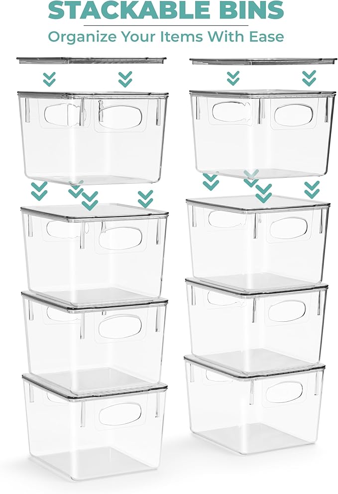Sorbus Medium Clear Plastic Storage Bins with Lids, Clear Stackable Storage Bins, Clear Toy Storage Bins, Clothes, Medicine, Makeup, Closet, Art Supply, Bathroom, Shoe, Toy Storage Organizer (2 Pack)