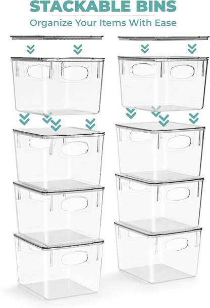 Sorbus Medium Clear Plastic Storage Bins with Lids, Clear Stackable Storage Bins, Clear Toy Storage Bins, Clothes, Medicine, Makeup, Closet, Art Supply, Bathroom, Shoe, Toy Storage Organizer (2 Pack)