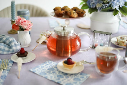 Teabloom Connoisseur Glass Teapot with Stainless Steel Infuser for Loose Tea – 4-Cup Capacity, Stovetop-Safe, Durable Borosilicate Glass, Perfect for Hot and Iced Tea