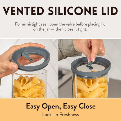 Glass Spaghetti Containers with Airtight Silicone Lids – BPA-Free Pantry Storage Jars for Pasta, Rice, Flour, and Dry Foods