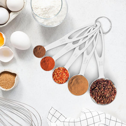 5pcs Measuring Spoon Set, Heavy Duty Stainless Steel Measuring Cups for Cooking Baking, Tablespoon Teaspoon for Dry or Liquid Ingredients