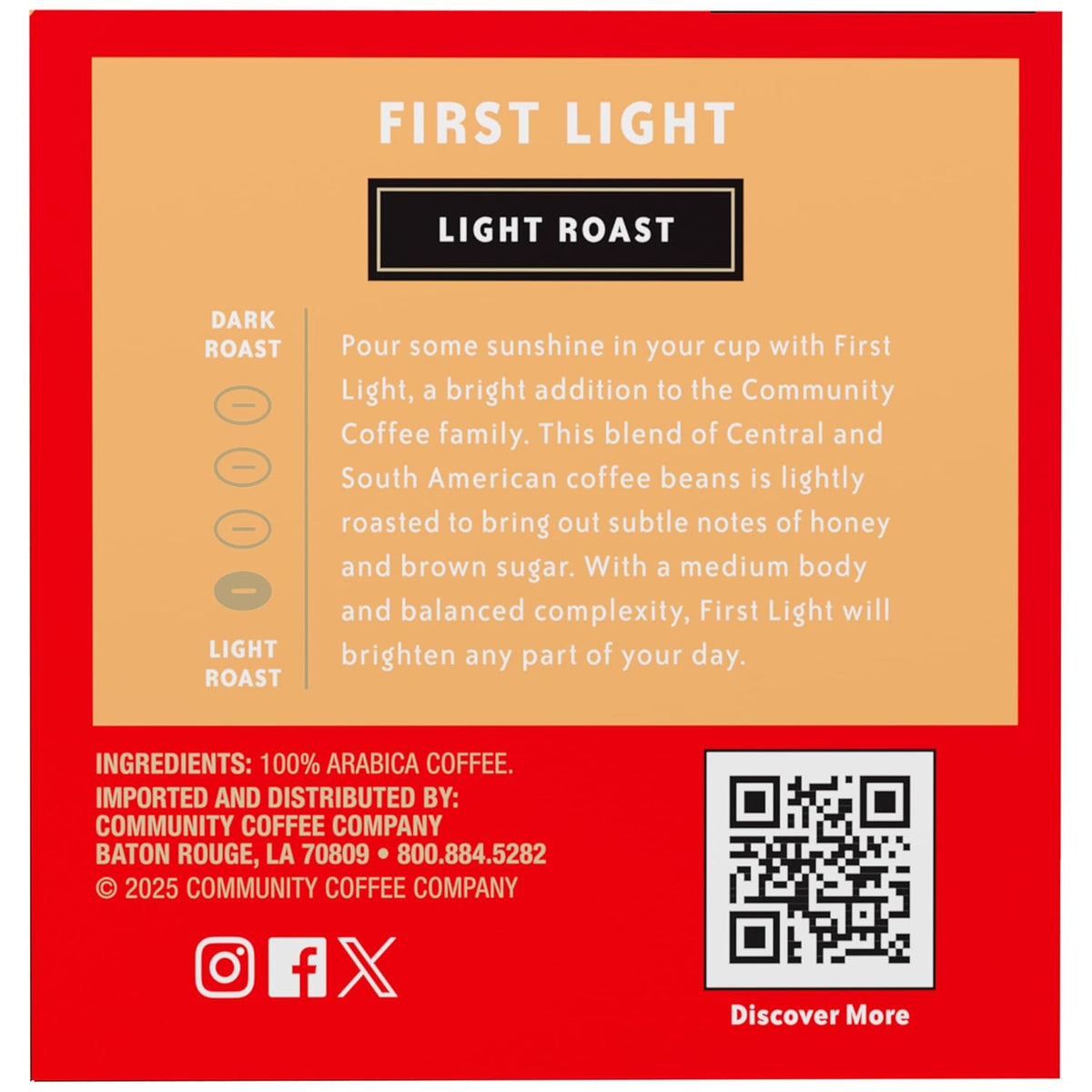 Community Coffee First Light, 72 Keurig Coffee Pods, Light Roast, Compatible with all K-Cup Brewers, 12 Count (Pack of 6)