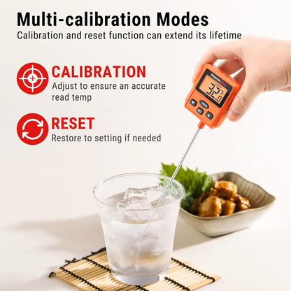 ThermoPro TP511 Digital Candy Thermometer with Pot Clip, Programmable Instant Read Food Meat Thermometer with 10'' Long Probe for Smoker Baking