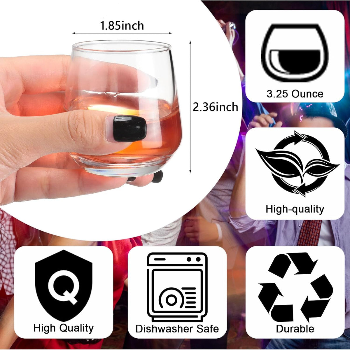 Zopeal 24 Pack Shot Glasses 3.25 oz Tequila Heavy Base Whiskey Tasting Glass Cups Small Liquor and Spirit Bar Shooter for Drinking Tasting Espresso