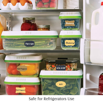 Nardo Visgo 108pcs Colored Labels for Food Containers with 2 Markers, Waterproof Removable Self-Adhesive Colorful Chalkboard Label Stickers for