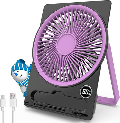 Mik-Nana Portable Desk Fan, Strong Wind Ultra Quiet Small Personal Fan with 180° Tilt Folding and 6 Speeds Adjustable, Travel Fan for Bedroom, Office, Cruise, Library, Outdoor (Black)
