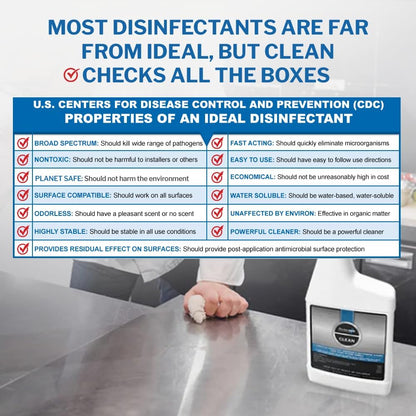 PermaSafe CLEAN, All-Purpose Hospital Disinfectant Cleaner; No Rinse, Hard, Soft & Food Contact Surface Sanitizer; Mold, Mildew and Fungi Killer; Odor Eliminator; Allergen Remover & More (128 Fl Oz)