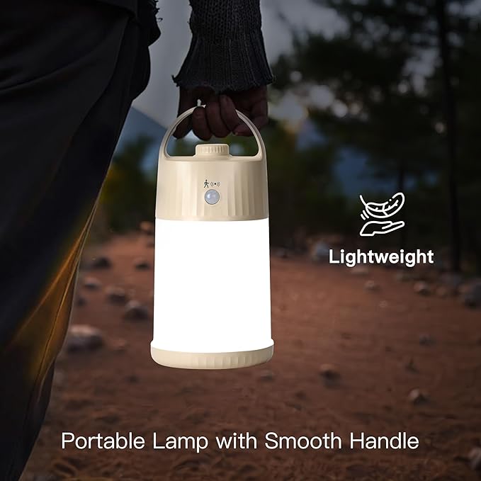 Motion Sensor LED Night Light - Cordless Battery Powered Table Lamp, Portable Lamps Lantern for Outdoor Camping Tents, 4 Brightness Level, Press Dimmable Safe Night Lights,1 Pack (Apricot)