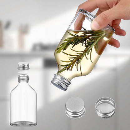 Danmu Flask 6 oz,Mini Liquor Bottles,Glass Flask for Liquor,Small Bottles for Liquids,Small Glass Bottles for Homemade Juice,Sauces,Extracts,Oil,Cider,Syrups16 Pack