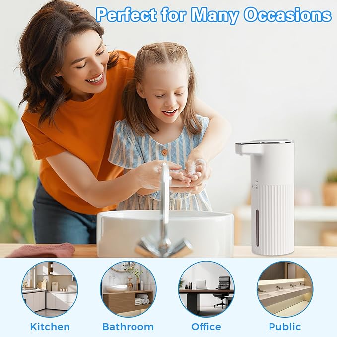 Automatic Liquid Soap Dispenser, 13.52oz/400ml Rechargeable Touchless Smart Lotion Soap Dispenser, Hand Dish Soap Dispensers for Bathroom & Kitchen - Wall Mounted, 4 Adjustable Level, IPX5 Waterproof
