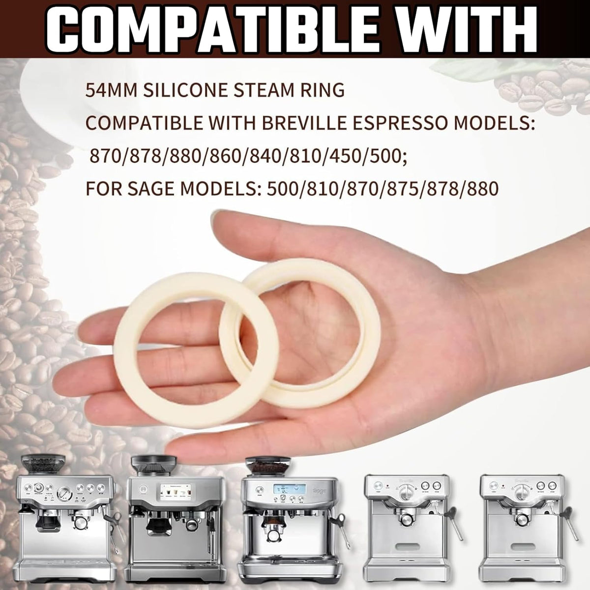 54MM Silicone Steam Ring 2PCS，Brevilles Gasket Replacement for Breville Espresso Machine Parts Breville Espresso Machine Accessories