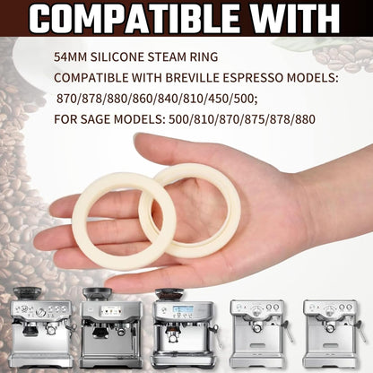 54MM Silicone Steam Ring 2PCS，Brevilles Gasket Replacement for Breville Espresso Machine Parts Breville Espresso Machine Accessories