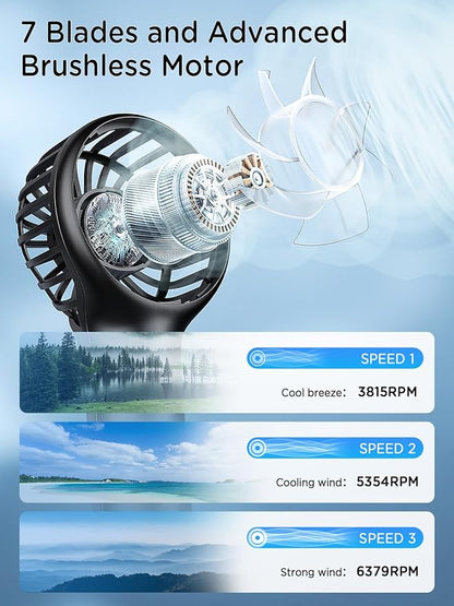 EasyAcc Mini Portable Fan,Handheld Fan,3 Speed Personal Small Makeup Fan 2000 Battery Hand Fan,Lightweight Washable USB Rechargeable Little Fan for Lash Stylish Girl Women Travel Gift Fan Black
