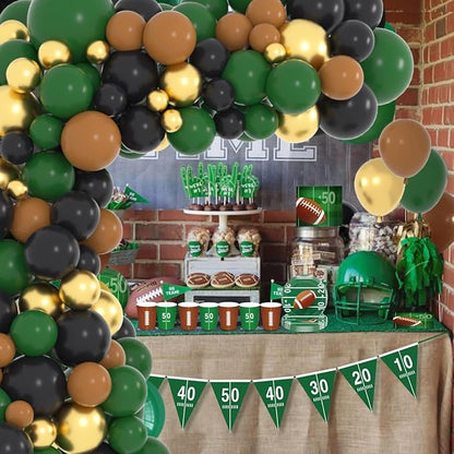 Dark Green Black Gold Balloon Arch Kit - Dark Green Gold Balloons Black Brown Balloon for Football Safari Jungle Wildland Camo Military Birthday Baby Shower Graduation Party Decorations