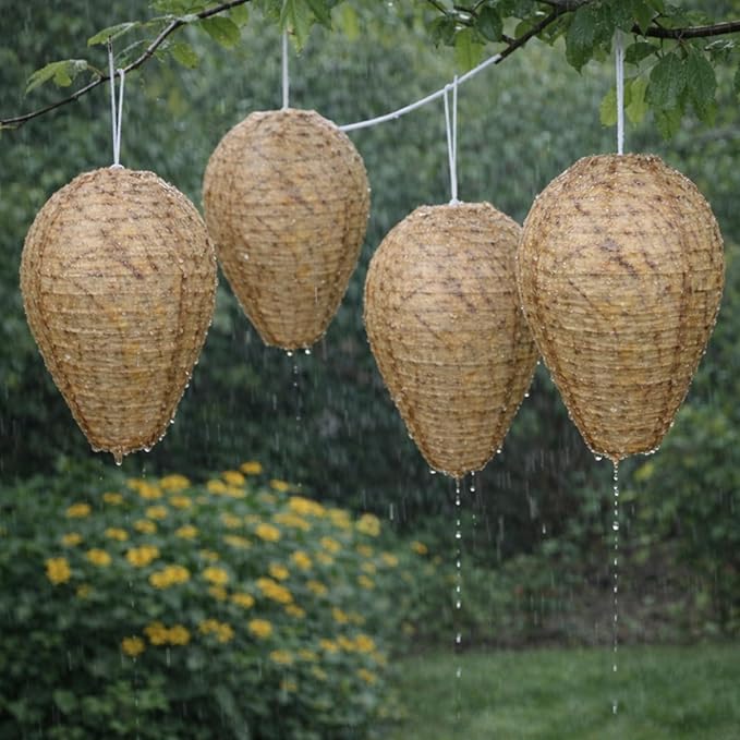 Honoson 8 Pcs Waterproof Hanging Lantern for Home Garden Yard Outdoors (Sandy Brown)