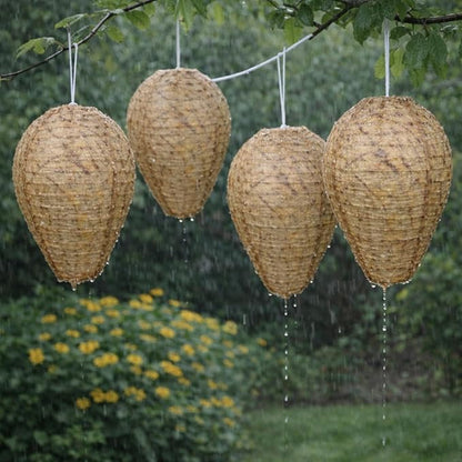 Honoson 8 Pcs Waterproof Hanging Lantern for Home Garden Yard Outdoors (Sandy Brown)
