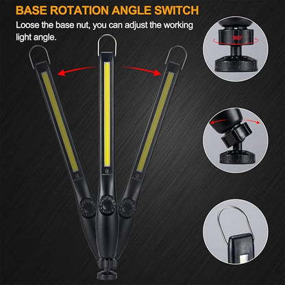 Magnetic LED Work Light, 24" USB Cable, 3300mAh Capacity, 4-Level Power Indicator Lights, 360 Pivoting Base, 20" Pull Force, 72 Hours of Low Brightness