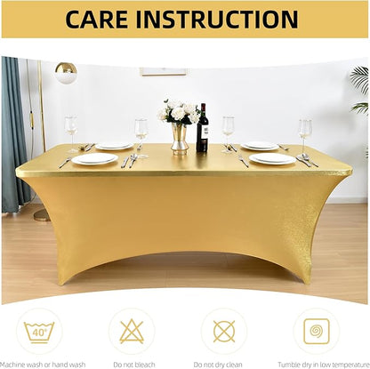 10-Pack 8ft Spandex Table Covers for Rectangle Folding Tables - Washable Elastic Tablecloth - Ultimate Fitted Table Protector for Parties, Trade Shows, Banquet, and Wedding