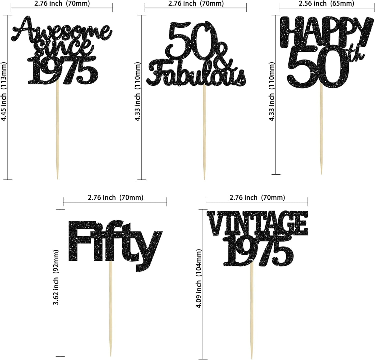 Gyufise 30Pcs Vintage 1975 Cupcake Toppers 50th Birthday Cake Decorations Cheers to 50 Fabulous Fifty Cupcake Picks 50th Birthday Wedding Anniversary