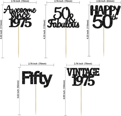 Gyufise 30Pcs Vintage 1975 Cupcake Toppers 50th Birthday Cake Decorations Cheers to 50 Fabulous Fifty Cupcake Picks 50th Birthday Wedding Anniversary