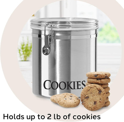 Oggi Jumbo 8" Stainless Steel Cookies Clamp Canister - Airtight Food Storage Container Ideal for Kitchen & Pantry Storage of Cookies or other Bulk