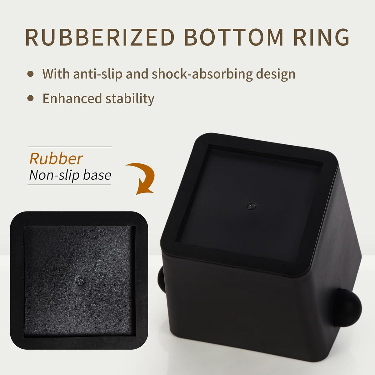 Knock Box Square High Sidewall Design Espresso Knock Box Shock-absorbent Knock Box Espresso with Removable Knock Bar and Non-Slip Base Espresso