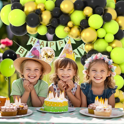 Lime Green Black Balloon Arch Kit - Lime Green Black Balloon Metallic Gold Balloons for Camo Military Hero Video Game Miner Birthday Graduation Wedding Party Decorations