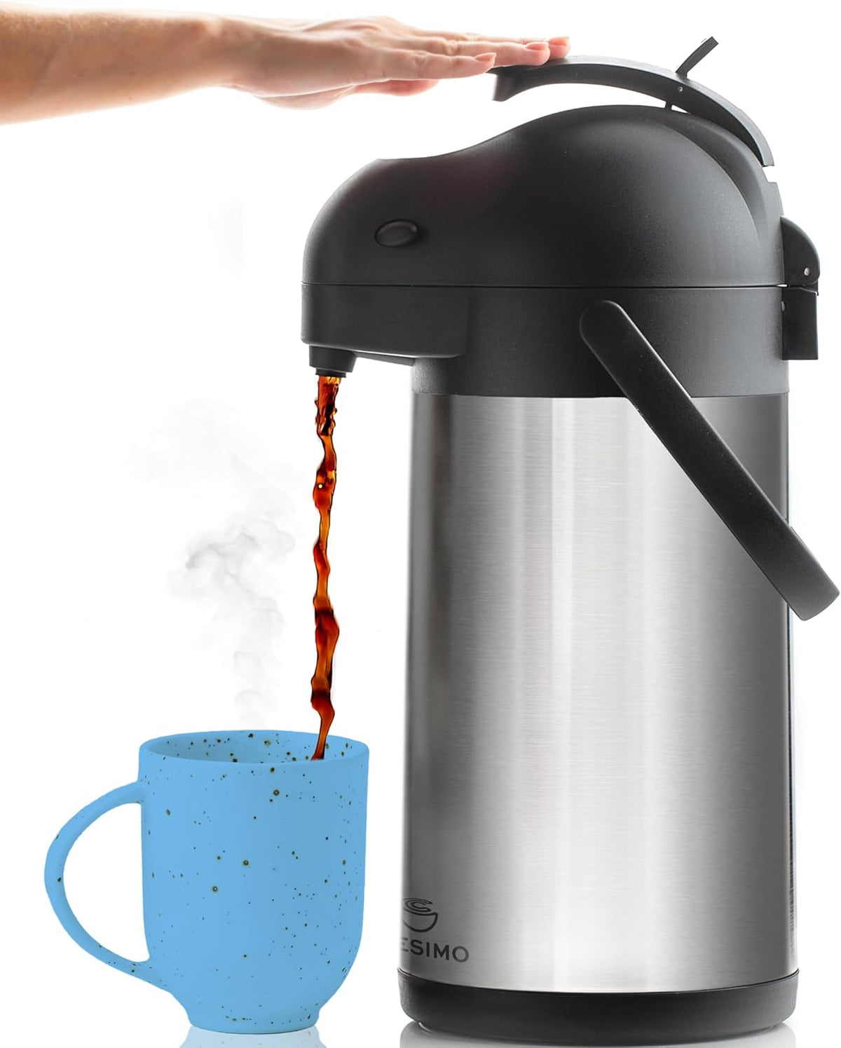 Thermal Coffee Carafe 74Oz, Keeps Drinks Hot for 12Hrs & Cold for 36Hrs, Insulated Stainless Steel Coffee Carafe for Hot Drinks