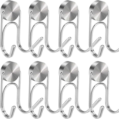 Magnetic Hooks Heavy Duty 304 Stainless Steel Hooks,Magnets Hanging Hooks for Refrigerator Grill Toolbox Cabins Outdoor,Cruise Essentials Camper Accessories,8pack(Silver 1.1in-2-40 8p)