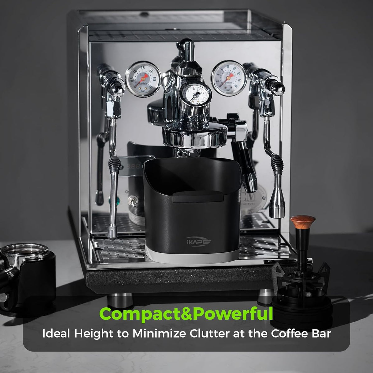 Ikape Espresso Knock Box for Coffee Grounds, Barista Tool Enhanced for Better Manipulation - Black Espresso Machine Coffee Puck Disposal Box