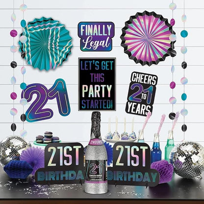 Finally 21 Confetti Bottle Popper - 12.75” (Pack of 1) - Multicolor Foil & Tissue - Celebration Pop for Milestone Birthday