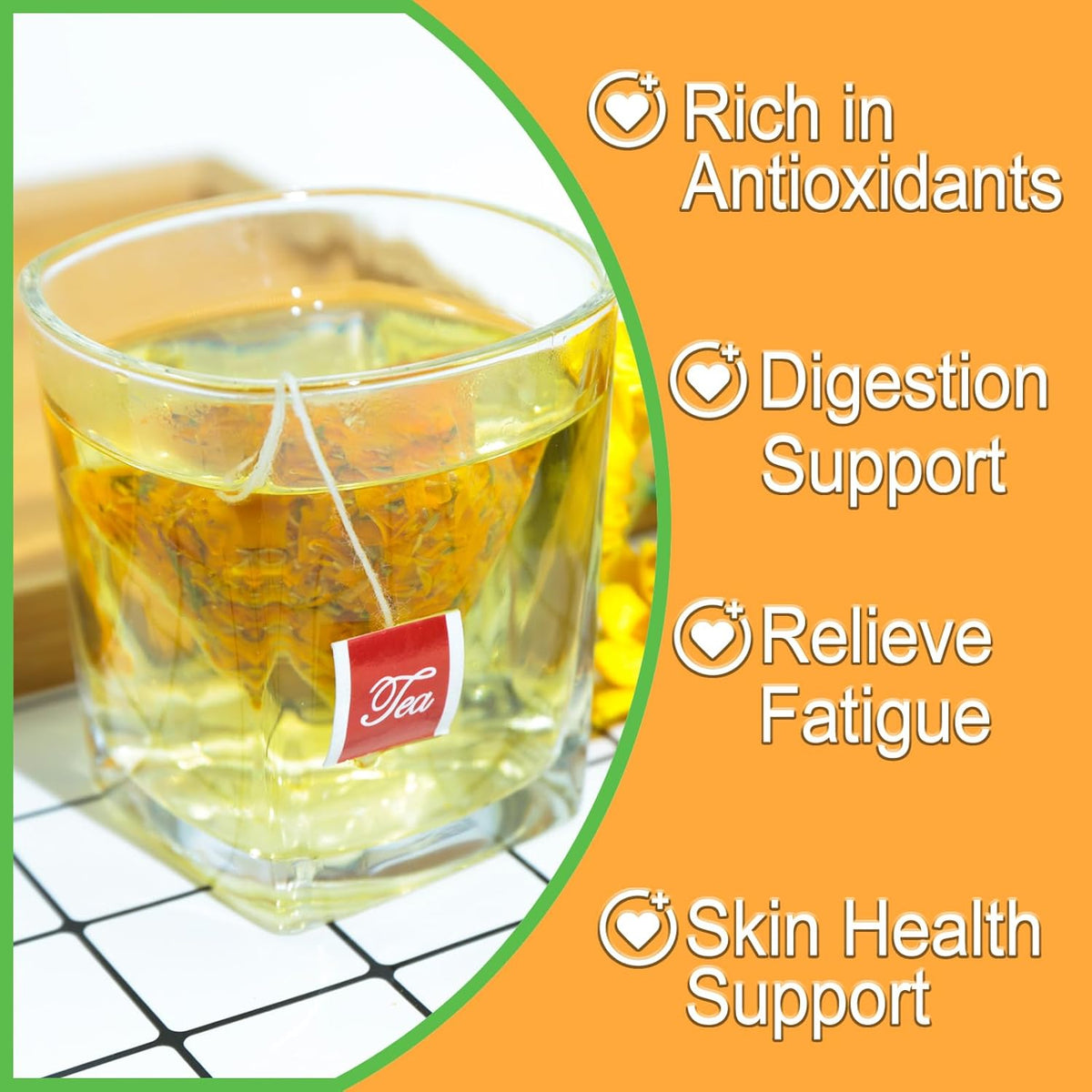 Tearelae - Premium Calendula Flowers Tea Bags - 1.5g x 40 Count - Natural Calendula Tea Cut & Sifted - Non-GMO - Caffeine-free