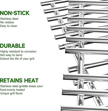16 15/16" Grill Grates for Charbroil Advantage 4 Burner 463344116 463343015 463344015 463240015 463340516, Stainless Steel Cooking Grids Replacement Parts for Charbroil G460-0500-w1, G530-b700-w1