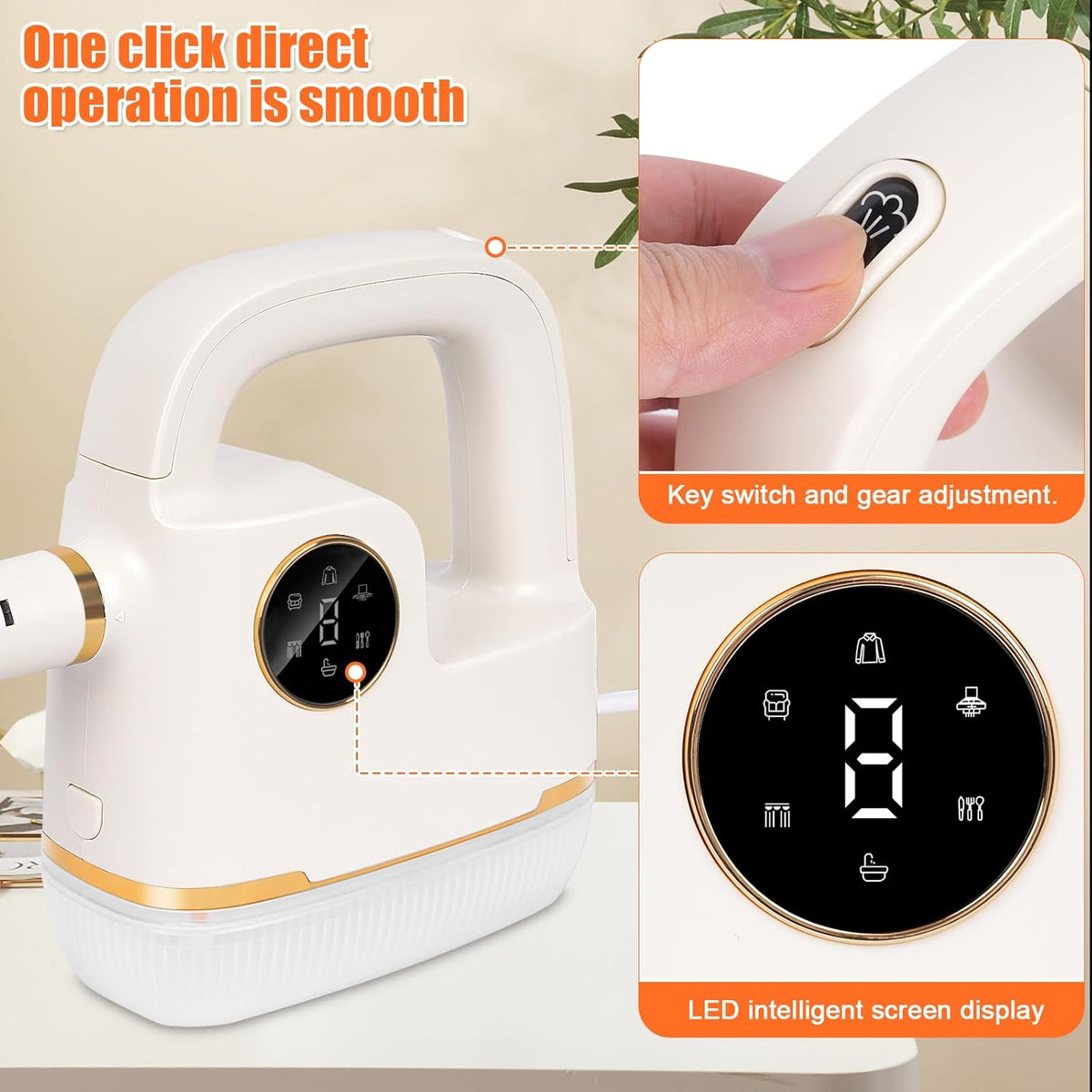 Handheld Steam Cleaner [One Click Clean] Steamer for Cleaning 10-in-1 High Pressure Steam Cleaner for Home/Car Detailings/Fabric etc. Separate Design