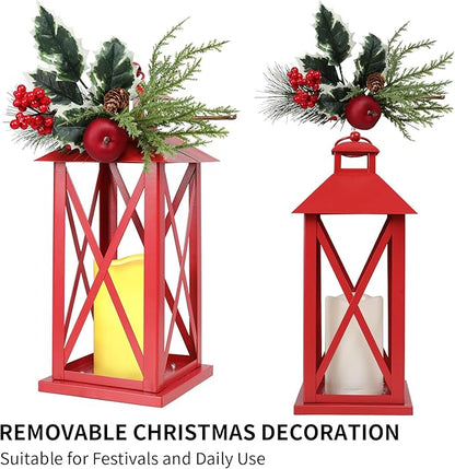 Decorative Lanterns Outdoor Candle Lantern 13.5" Waterproof Battery Powered LED Hanging Lanterns with Flameless Candle for Front Porch, Entrance, Indoor, 2 Pack