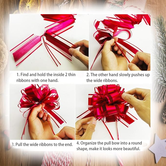 6PCS Bows for Gift Wrapping, 6 Inches Gift Bows with Mixed Color Gift Wrap Bows for Wedding, Basket, Valentines Day, Birthday, Anniversary, Florist Packaging
