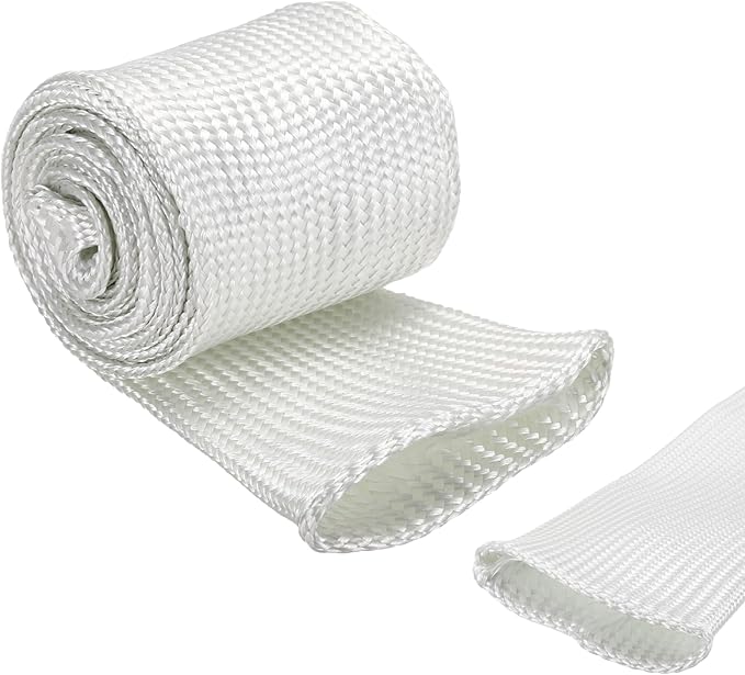 uxcell Insulation Cable Protector,55mm/2.17 Inch-2m/7 Feet High Temp Fiberglass Sleeve White
