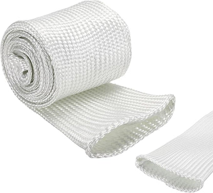 uxcell Insulation Cable Protector,55mm/2.17 Inch-2m/7 Feet High Temp Fiberglass Sleeve White