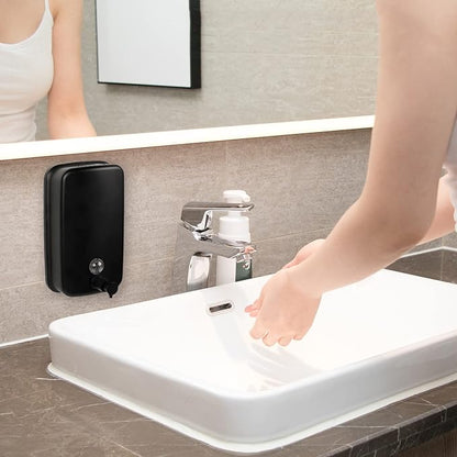 WEWABABY Wall Mount Soap Dispenser, 500 ml Black Metal for Bathroom & Kitchen