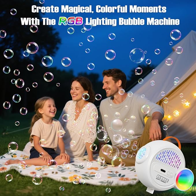 Bubble Machine for Kids Toddlers, Automatic Bubble Blower with RGB Light, 4000+ Bubbles/Min Bubble Maker with 10 Refill Packs, Easter Christmas Birthday Party Gifts for 3 4 5 6 7 8 Year Old Boy Girl